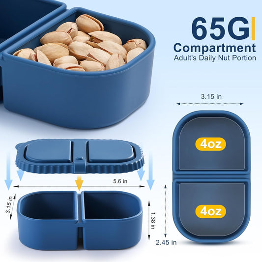 Silicone Reusable Snack Containers with Lids - 8 oz Double Compartment Snackle Box for Kids & Adults, BPA-Free & Leakproof, Small for Dressing, Snacks, School, Office, Picnic