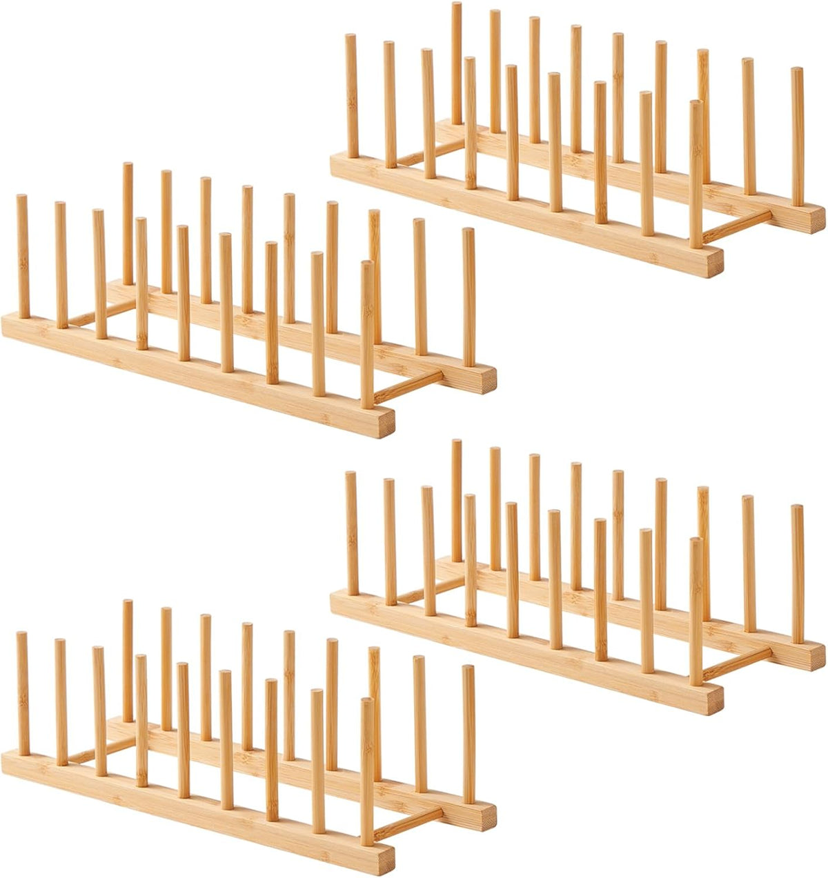 Bamboo Wooden Dish Rack-Pot Lid Plate Rack Organizer Holder for Cabinet
