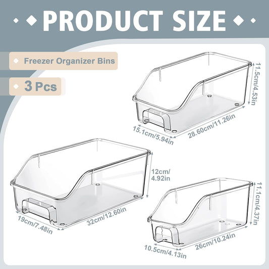 LemonRoad 6 Packs Pantry Organizers and Storage Freezer Clear Organizer Bins with Handle Acrylic Organization Bins Stackable Open Front Storage Vegetable Egg Salad Containers for Kitchen Cabinet