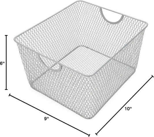 YBM HOME Kitchen Pantry Organizer Wire Baskets for Shelves, Cabinets, Pantry, Countertop, Mesh Open Storage Bin Metal Basket for Organizing Food Supplies, 3 Pack, 12.1x7.8x5.8