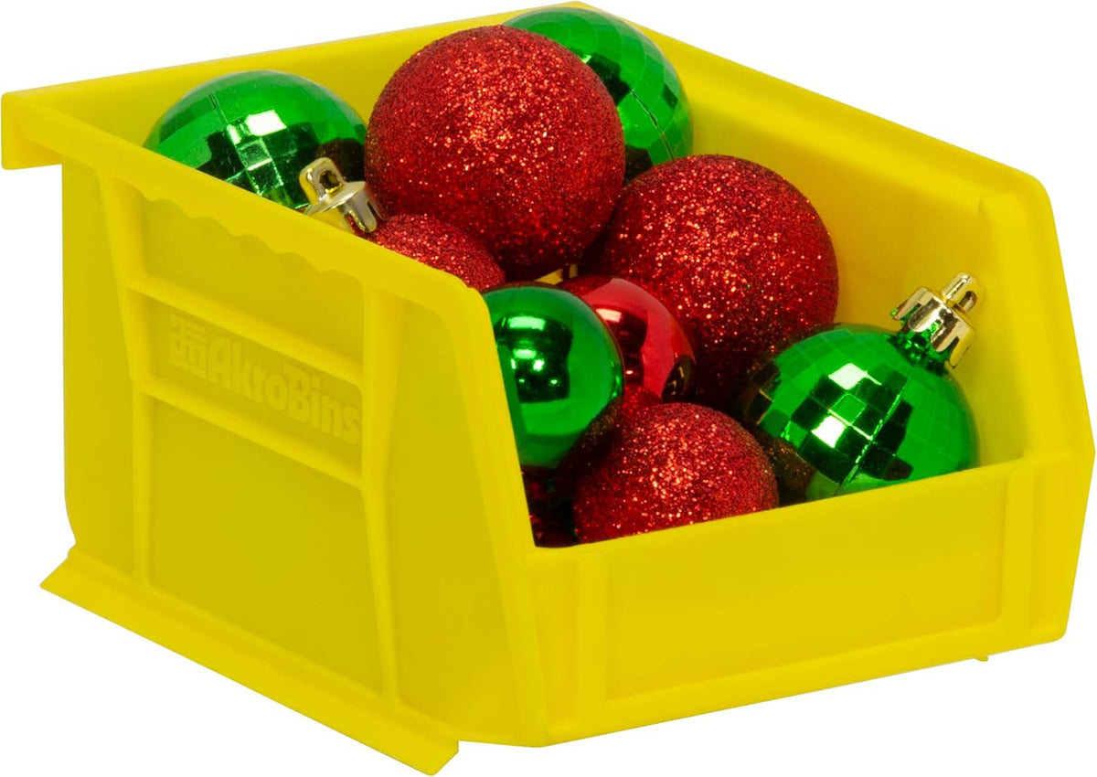 Akro-Mils 30210 AkroBins Plastic Storage Bins, Space-Saving Stackable Bins for Garage, Pantry, Craft Organization, 5" x 4" x 3", Red