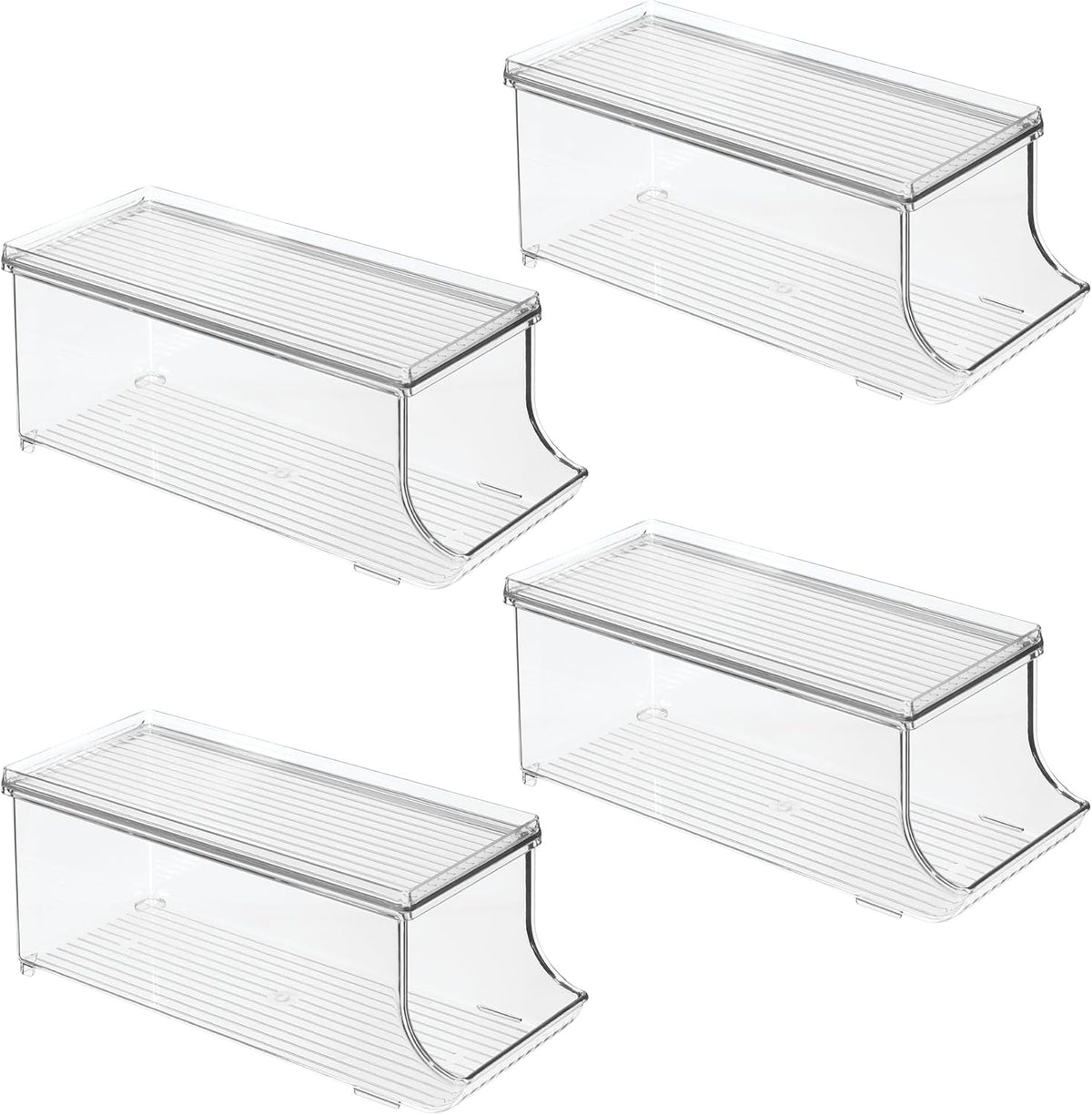 iDesign Soda Can Organizer with Lid for Pantry or Refrigerator - Set of 2 - Clear - Made in USA