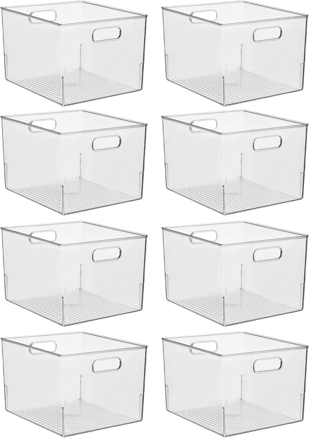 Linus Multi-Purpose Storage Bin with Handles for Kitchen, Pantry, Cabinet, Nursery, Crafts - 12" x 10" x 8", Clear