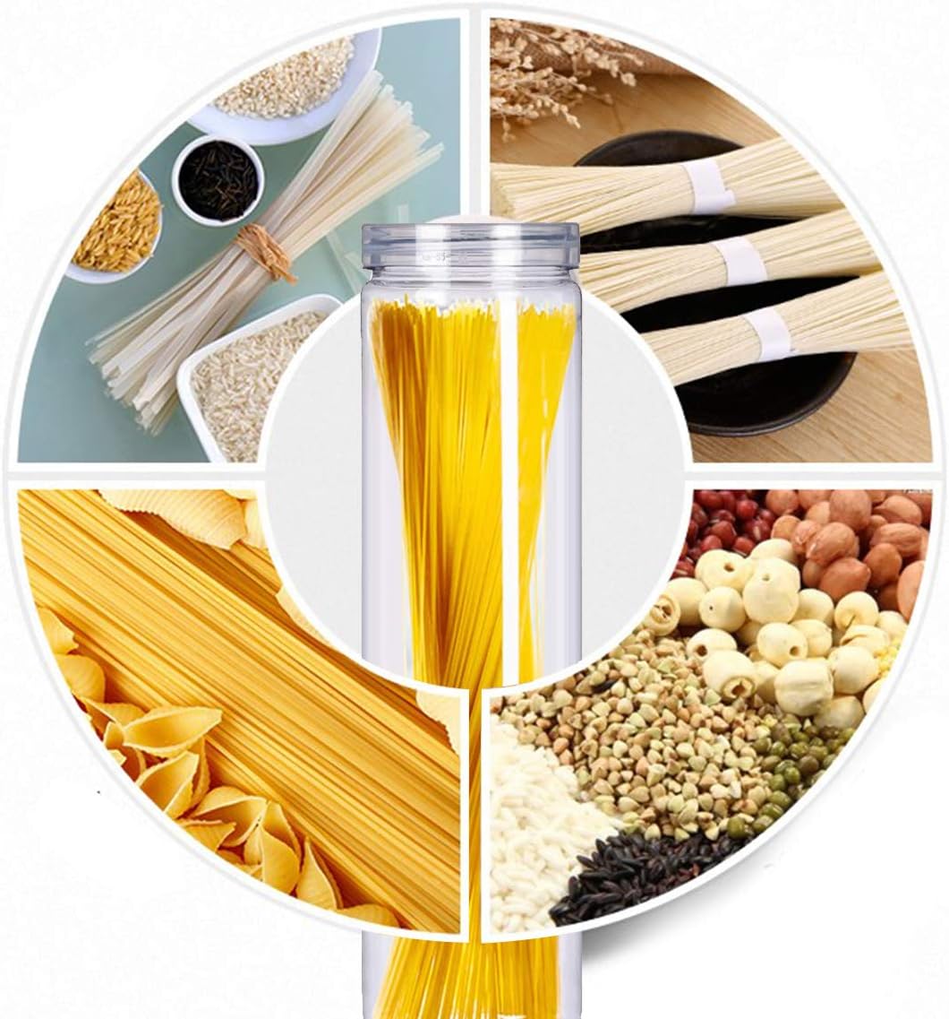 3Pcs Clear Plastic Food Storage Jar with Lid, Plastic Spaghetti Pasta Containers with Screw on Lids for Dry Goods, Noodles, Spices and More