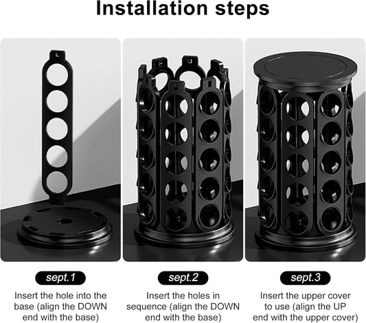 CEHNCEH K Cup Holder, Coffee Pods Holder Storage Organizer Stand Carousel Compatible with 40 Keurig K-Cup Pods, Home or Office Kitchen Counter (Black)