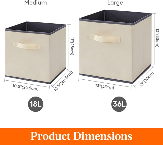 Lifewit Storage Cubes, Foldable Decorative Fabric Storage Baskets for Organizing Home Organizers with Handles for Shelves, Closet, 11 Inch Bins, 18L Gray, 12 Packs