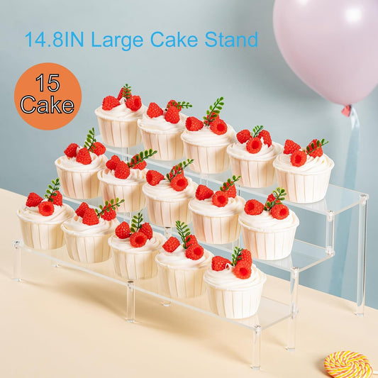 HENABLE 4 Tier Acrylic Perfume Organizer Stand, Clear Display Risers for Perfume, Cologne, Cosmetic, Skincare, Funko POP, Dessert Display, Cupcake Stand Holder