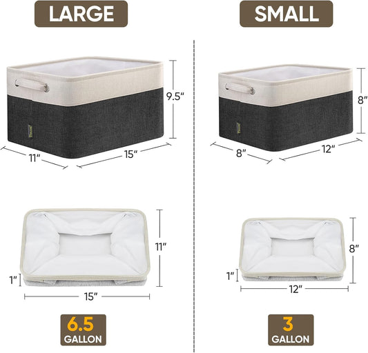 BALEINE 3 Pack Fabric Closet Storage Bins for Shelves, Linen Closet Organizers and Storage, Decorative Baskets for Organizing, Shelf, Clothes, Home, Office (Grey, 12"x8"x8")