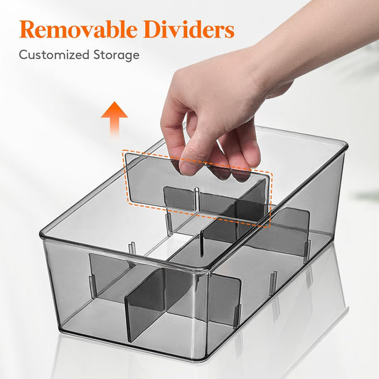 Lifewit Tea Bag Organizer with lids, Plastic Teabag Box with 16 Compartments, Stackable Divided Storage Containers for Cabinet, Pantry, Countertop, Sugar Packets, Clear, 29 cm/11.5 inch L, 2 Pack