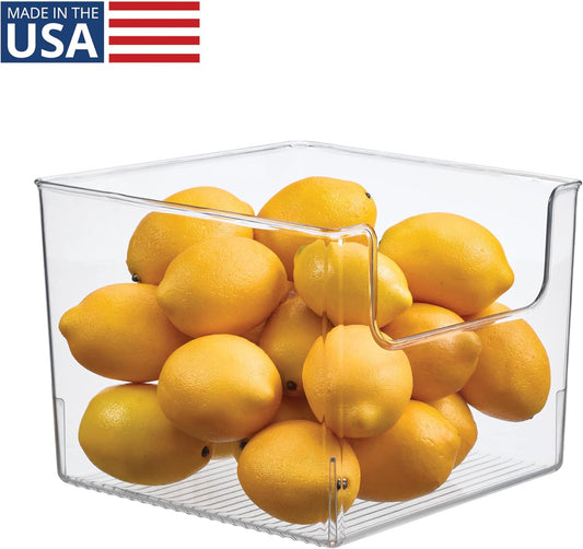 iDesign Open-Front Storage Bin for Kitchen, Pantry, Bathroom, or Home Office, Clear, Made in USA