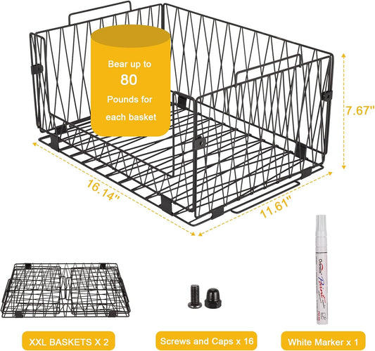 4 PACKS XXL Kitchen Organization and Storage Pantry Baskets, Fruit & Vegetable Basket for Kitchen Cabinet, Stackable Wire Baskets for Snack Chips Onion Potato Cans