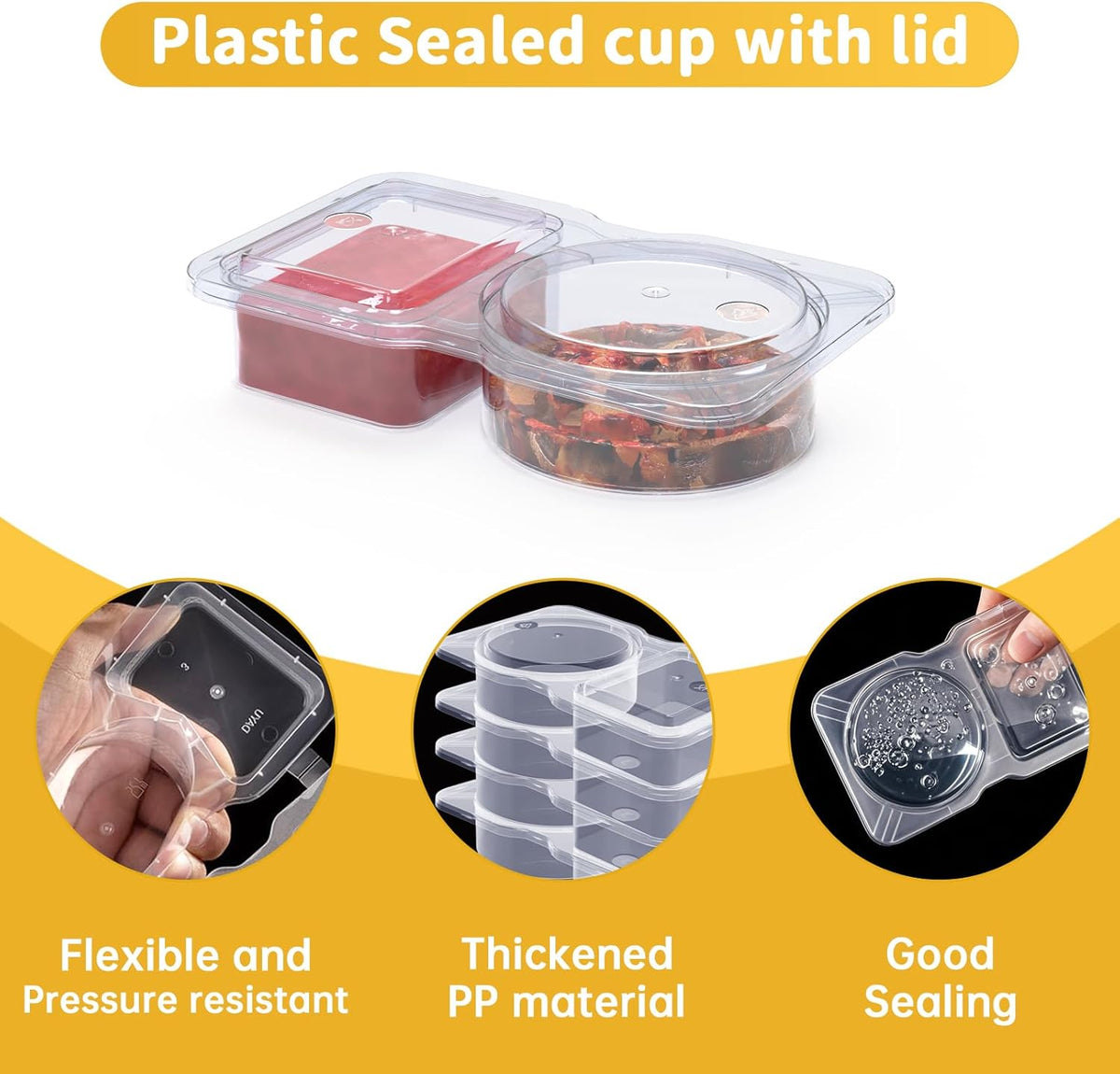 20 Pack Reusable Snack Containers with Lids, Double Compartment Snack Containers for kids & Adults -2 Compartment Condiment Containers, Dishwasher & Microwave Safe, for Portion Control, Meal Prep