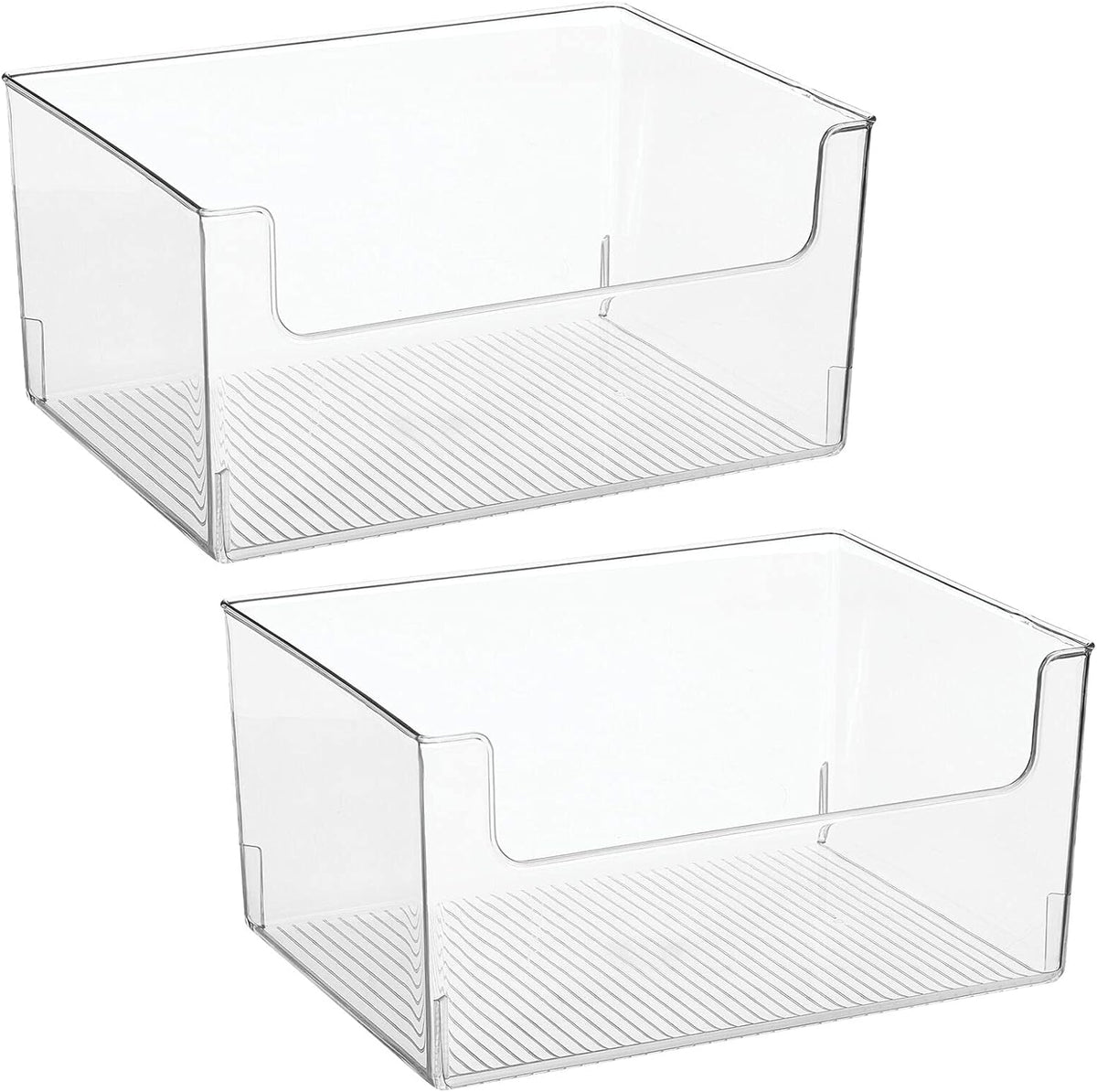 mDesign Modern Plastic Open Front Dip Storage Organizer Bin Basket for Bathroom Organization - Vanity Shelf, Cubby, Cabinet, and Closet Organizing Decor - Ligne Collection - 2 Pack - Clear
