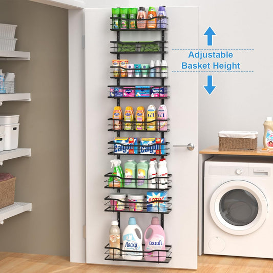 VyGrow 9-Tier Over The Door Pantry Organizer, Metal Pantry Organizers and Storage with Adjustable Basket, Spice Rack Seasoning Shelves, Over the Door Organizer for Pantry Kitchen Laundry Bathroom