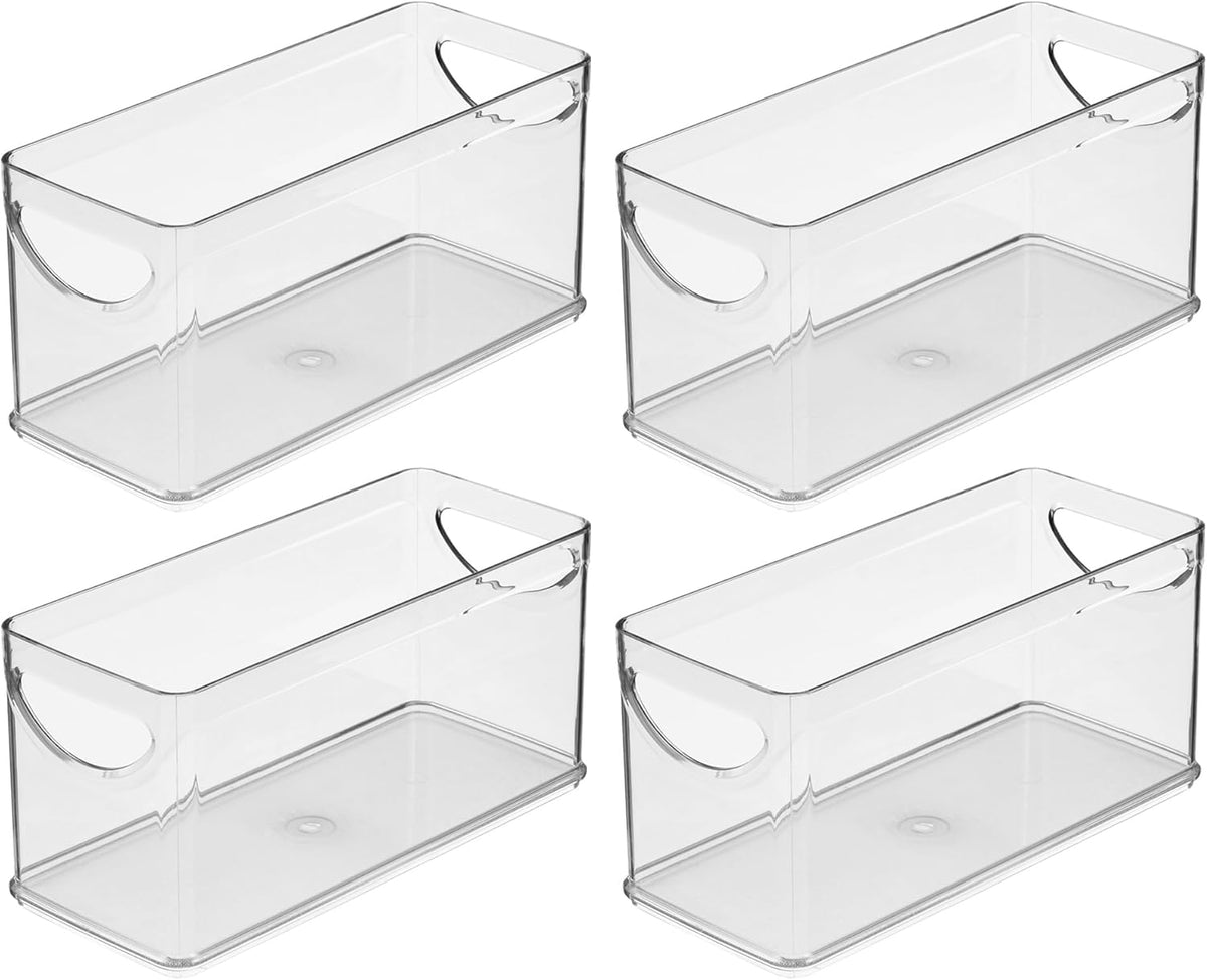 iDesign Recycled Plastic Cabinet and Pantry Storage Bin with Integrated Handles – 10” x 4.25” x 5”, Clear Bin