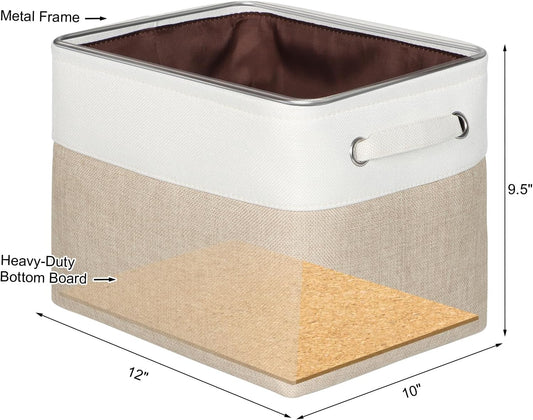Foldable Storage Bin Collapsible Basket 12" x 10" x 9.5" Cube Storage Organizer Bins with Dual Carry Handles for Home Closet Shelves Drawers Organizer, Set of 3, Grey