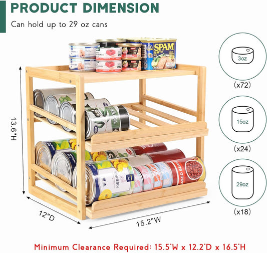 Yumkfoi Can Organizer for Pantry, 3 Tiers | Hold up to 72 3oz Cat Can, Rolling Can Storage, Soda Dispenser, For Cabinet