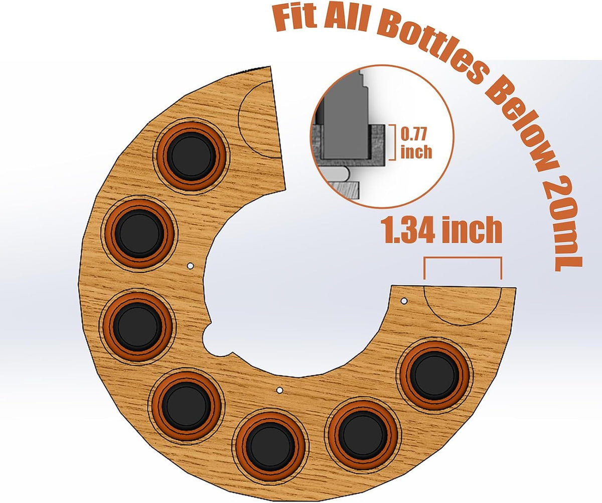 TJ.MOREE Essential Oil Storage Diffuser Holder Bamboo Carousel Essential Oil Organizer 2 Tier for 5ml, 10ml, 15ml, 20ml, 30ml Essential Oils Bottles