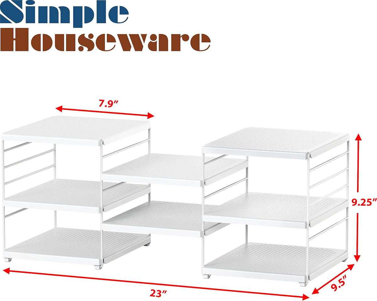 Simple Houseware Kitchen Wrap Organizer Storage Height Adjustable Rack, White