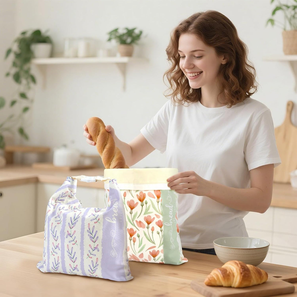 Bread Box with Bamboo Cutting Board Lid, Metal Bread Box for Kitchen Counter, Small Bread Storage Container, Black Bread bin for Kitchen Countertop
