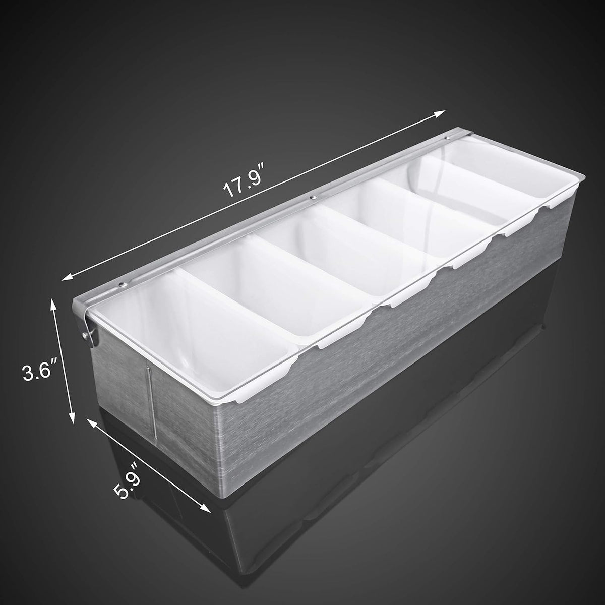 New Star Foodservice 48032 Stainless Steel Condiment Dispenser with 5 Compartments (No Ice Tray)