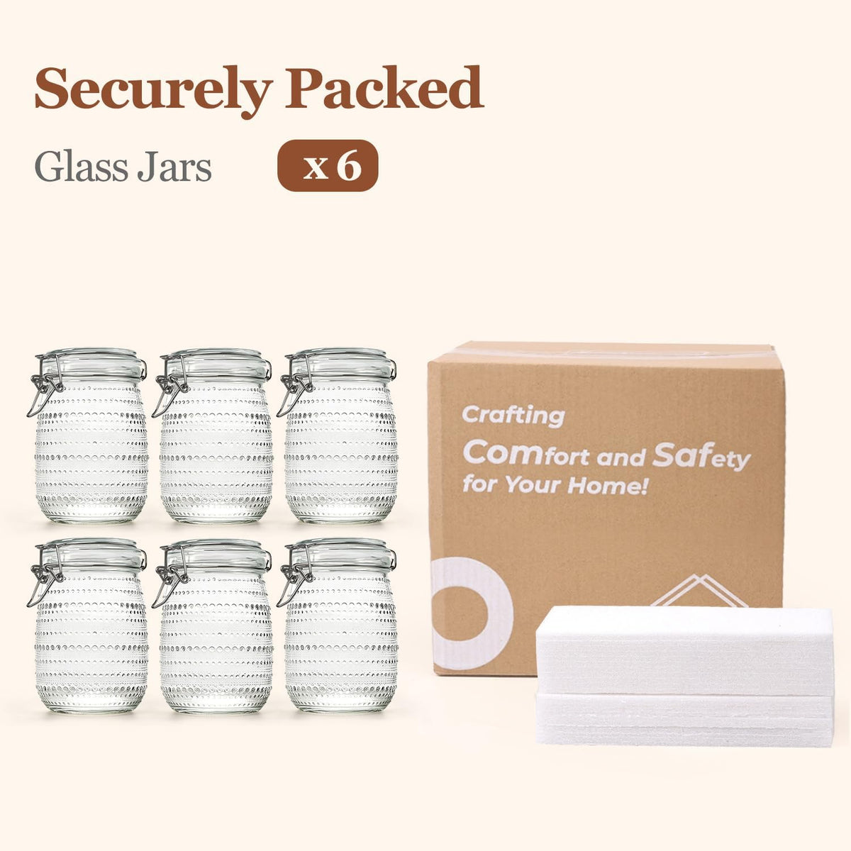 ComSaf 0.5 Gallon / 3 Pack Wide Mouth Glass Jars with Airtight Lids,Large Airtight Food Storage Containers for Pantry, Heavy-Duty Canister Set for Flour, Sugar, Cereal, Cookies, and Pet Food