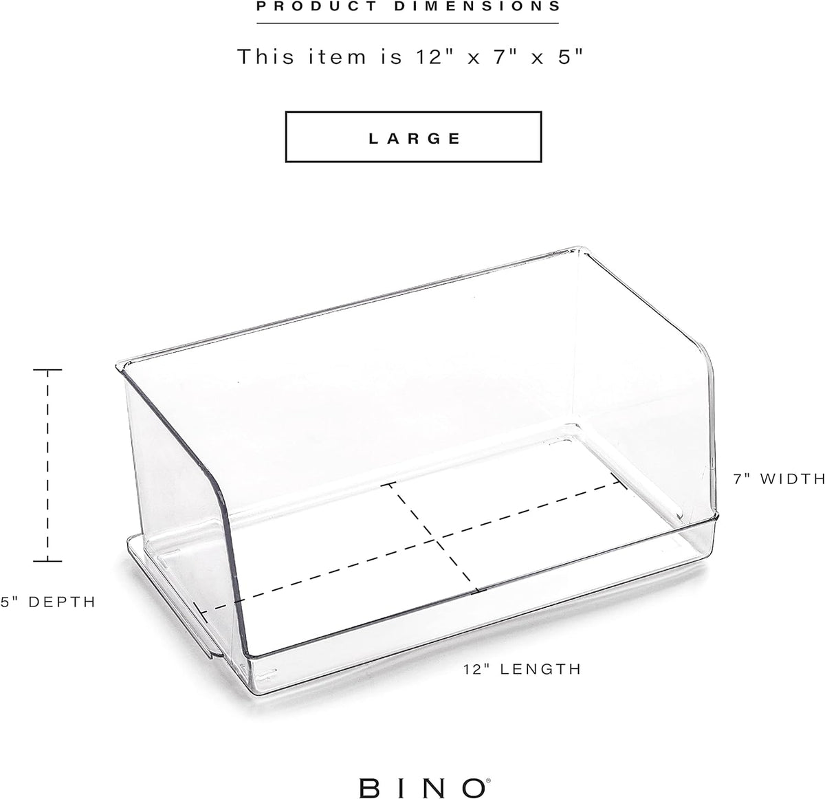 BINO | Stackable Plastic Storage Bins, Medium | THE MYRIAD COLLECTION | Multipurpose Bins | Pantry Organizers And Storage | Home Organization Containers | Clear Plastic Fridge Bin | Freezer Organizer