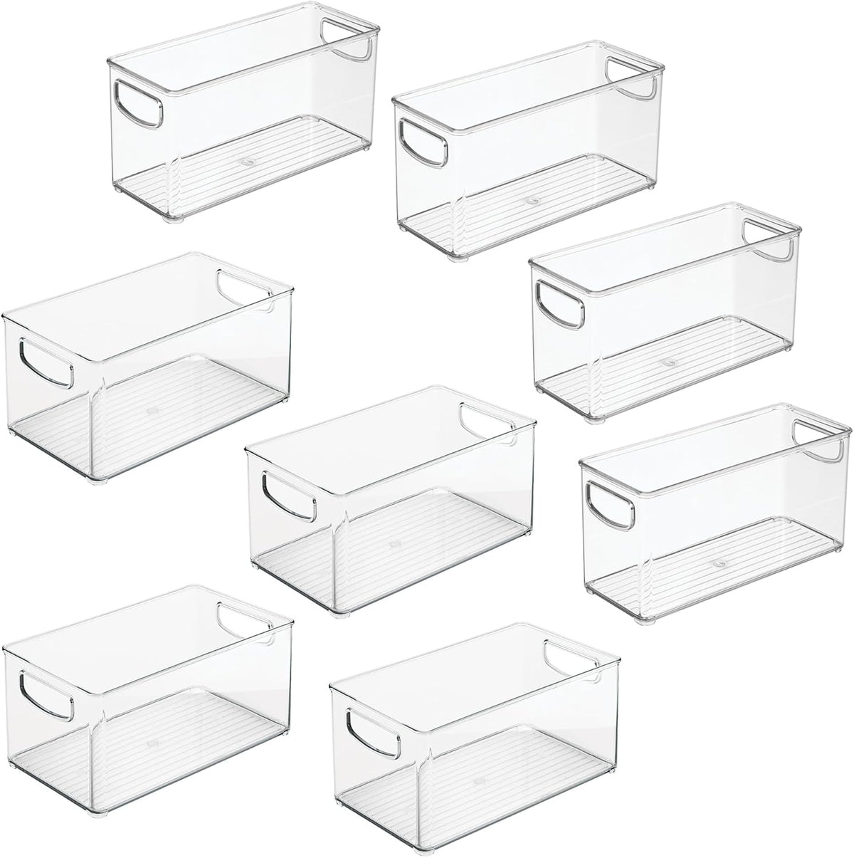iDesign Stackable Pantry Bins, 2 Small, 2 Medium, and 2 Large Bins, 6 Pack, Clear, Made in USA