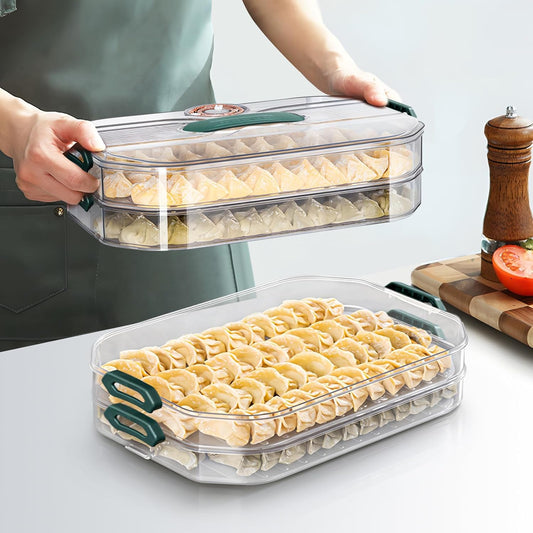 Food Storage Containers with Lids, Plastic Cookie Storage Containers Airtight, 4-Layer Stackable Food Containers Dumpling Storage Box Cookie Carrier, Green