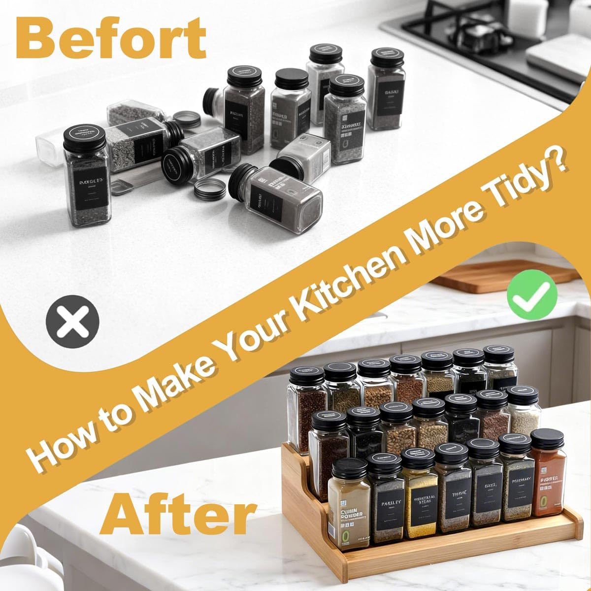JinDoWin 2 Pack Cabinet Spice Rack Organizer - Enhanced Cabinet Spice Organizer, Practical Spice Rack Organizer for Cabinet and Efficient Cabinet Spice Organizer (2, 9 Inch)
