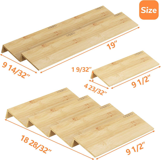 AMBIRD Bamboo Spice Drawer Organizer with Non-slip Mat,4 Tier - 2 Set Jar Spice Rack Tray From 12''to 24'',Hold up 48 Jars Seasoning Organizer for Kitchen,Cabinet,Drawers,Countertop