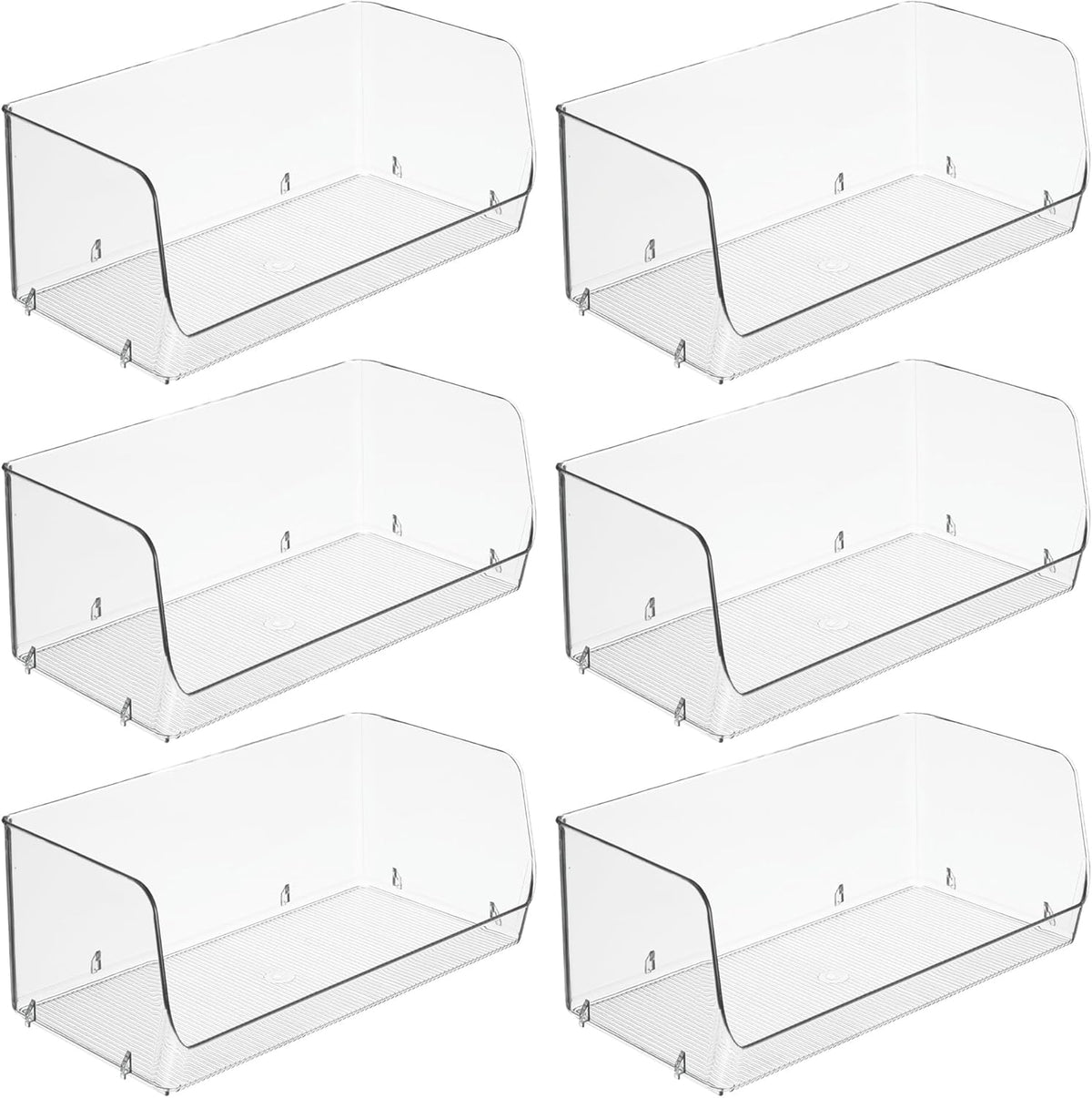 iDesign Wide Stackable Open-Front Storage Bin for Kitchen and Pantry, Clear, Made in USA