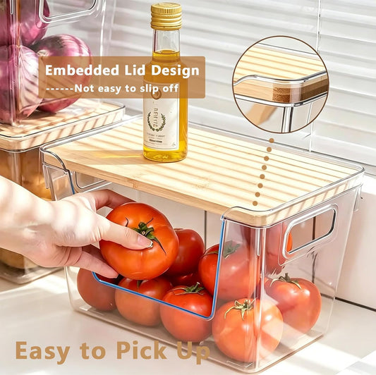 2 Set Pantry Organizers and Storage - Stackable Pantry Storage Bin Containers for Potato, Onion, Garlic, Fruit, Vegetable, Produce - Clear Front Open Kitchen Under Sink Organizer with Lid