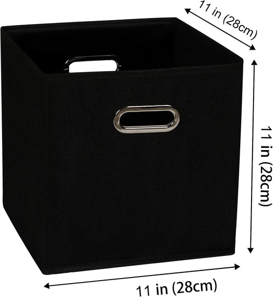 Yunkeeeper storage bins Cubes, Fabric Cube Organizer with Handle, Foldable Cube Bins for Cloth or Accessary Storage, 11x11x11, Set of 3,(Gray)
