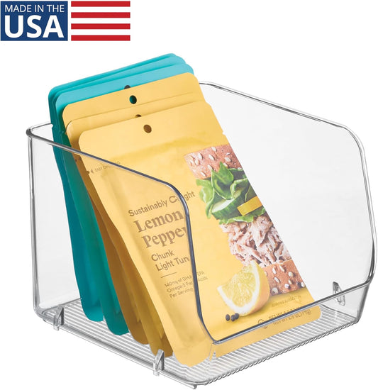 iDesign Stackable Open-Front Storage Bins for Kitchen and Pantry Organization - Set of 3 - Clear