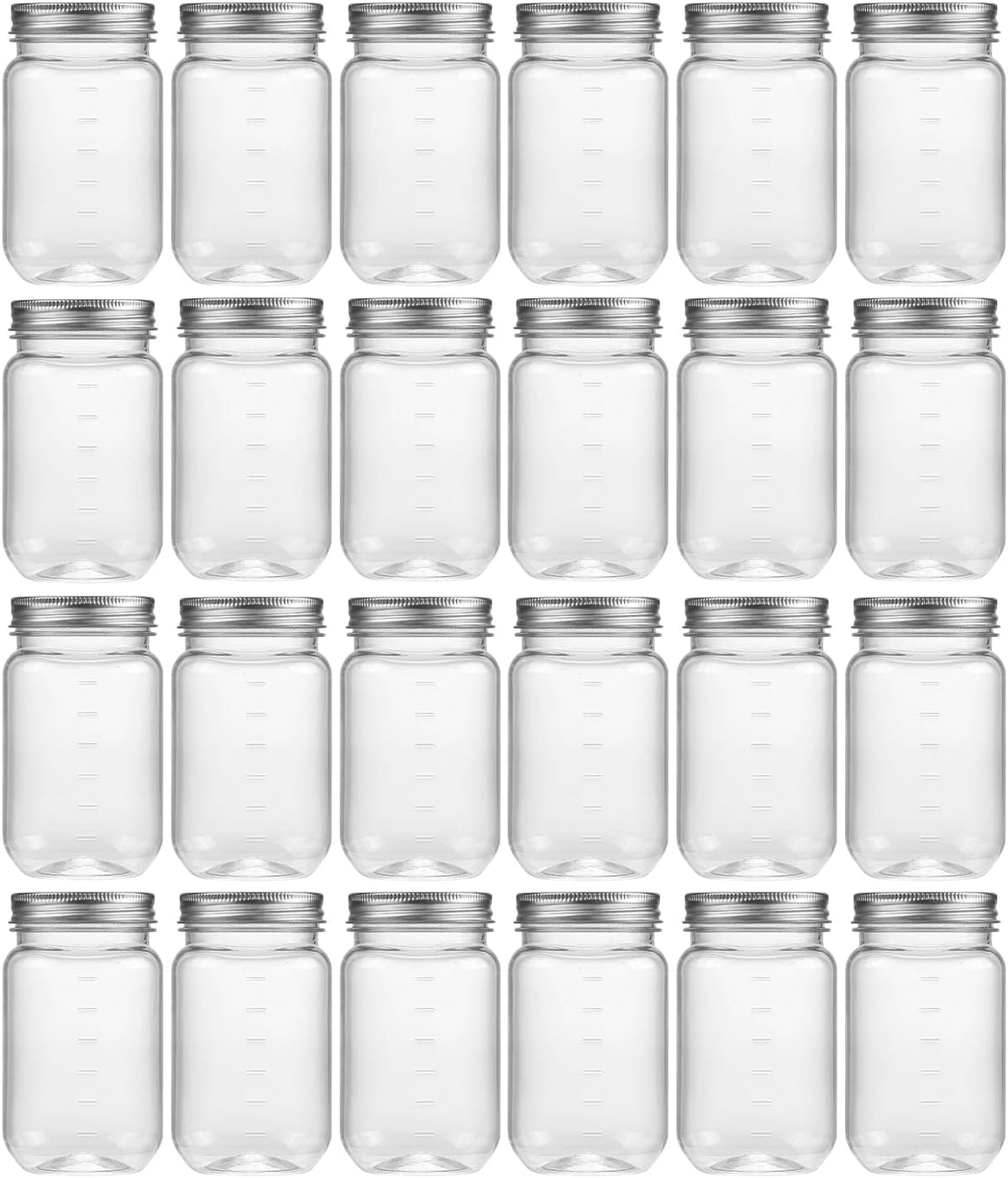 novelinks 16 oz Clear Plastic Jars with Lids, Refillable 16oz Mason Jars with Lids & Storage Containers for Kitchen & Household Use (Black)