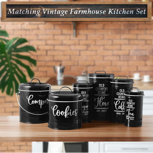 DAYYET Farmhouse Cookie Jar for Kitchen Counter, 1 Gallon Vintage Cookie Jar with Airtight Lid, Large Food Storage Container for Candy, Cookies, Dessert, Rustic Kitchen Decor and Accessories
