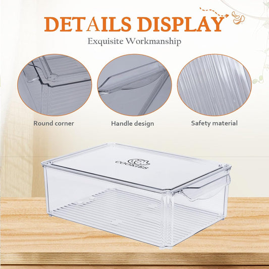 Cookie Containers with Plastic Lid,Large Cookie Box Drawer-Type Food Refrigerator Organizing Stackable Snack Container for Storage and Transportation of Baked Biscuits,Seafood,Vegetables