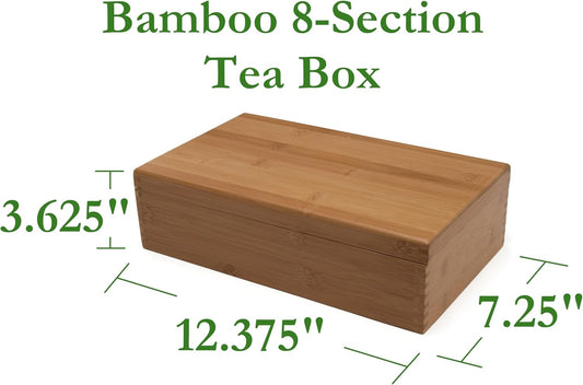 Lipper International 8187 Bamboo Wood and Acrylic Tea Box with 5 Sections, 14" x 5" x 3-3/4"