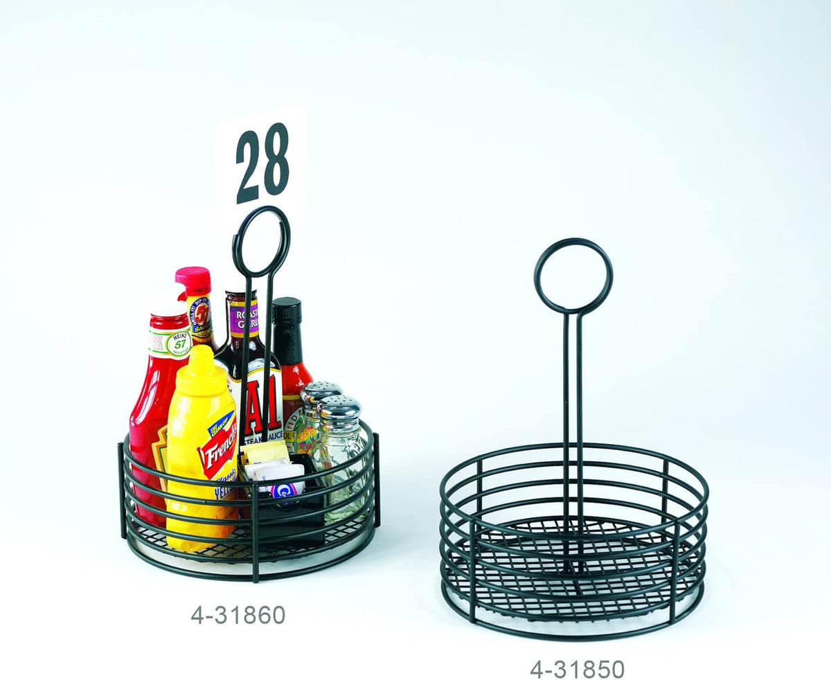G.E.T. 4-31860 Black Round Stainless Steel Condiment Caddy Iron Teflon Coated Table Caddies Collection