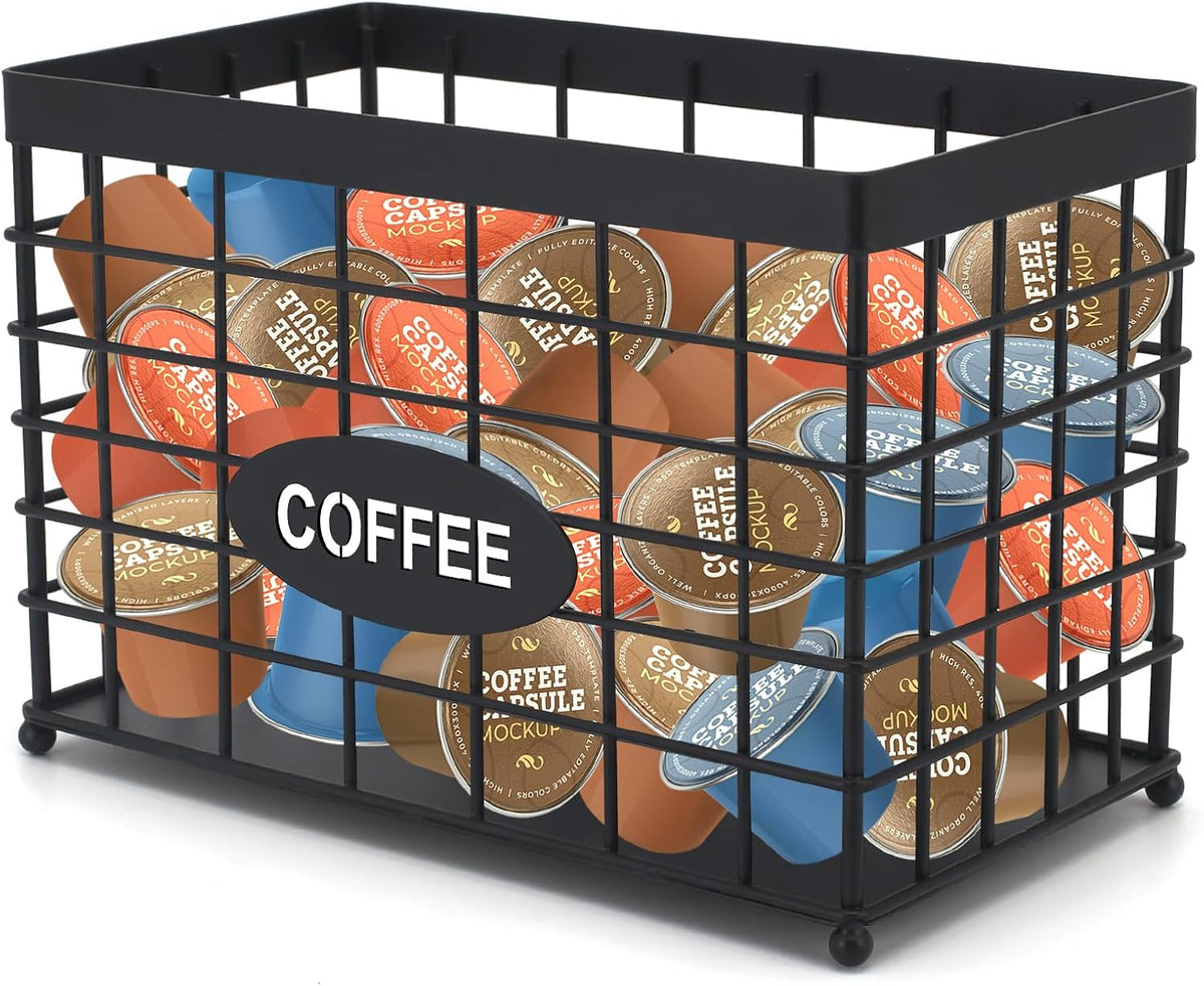 Coffee Pod Holder Basket Magnetic Coffee Pods Holder High-Capacity k Cup Holder Coffee Station Organizer,Coffee Bar Accessories.Suitable For Kitchen And Office Countertop