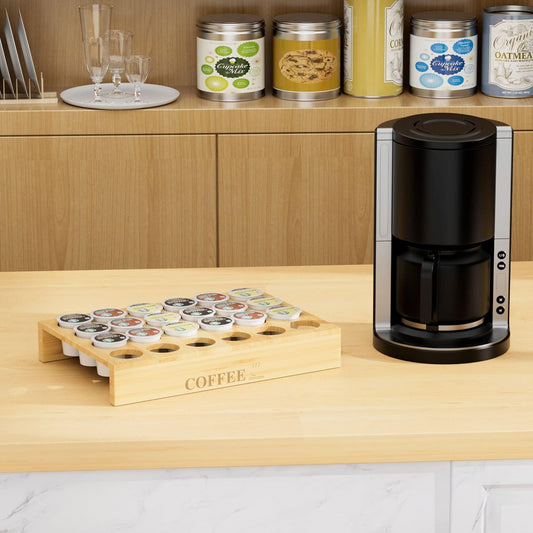 MinBoo BamBoo k cup holder Drawer or Countertop k cup Organizer Coffee Pod Holder Hold 35 Coffee Pod Storage Kcup coffee pods holder for coffee station Office and Kitchen k cup storage