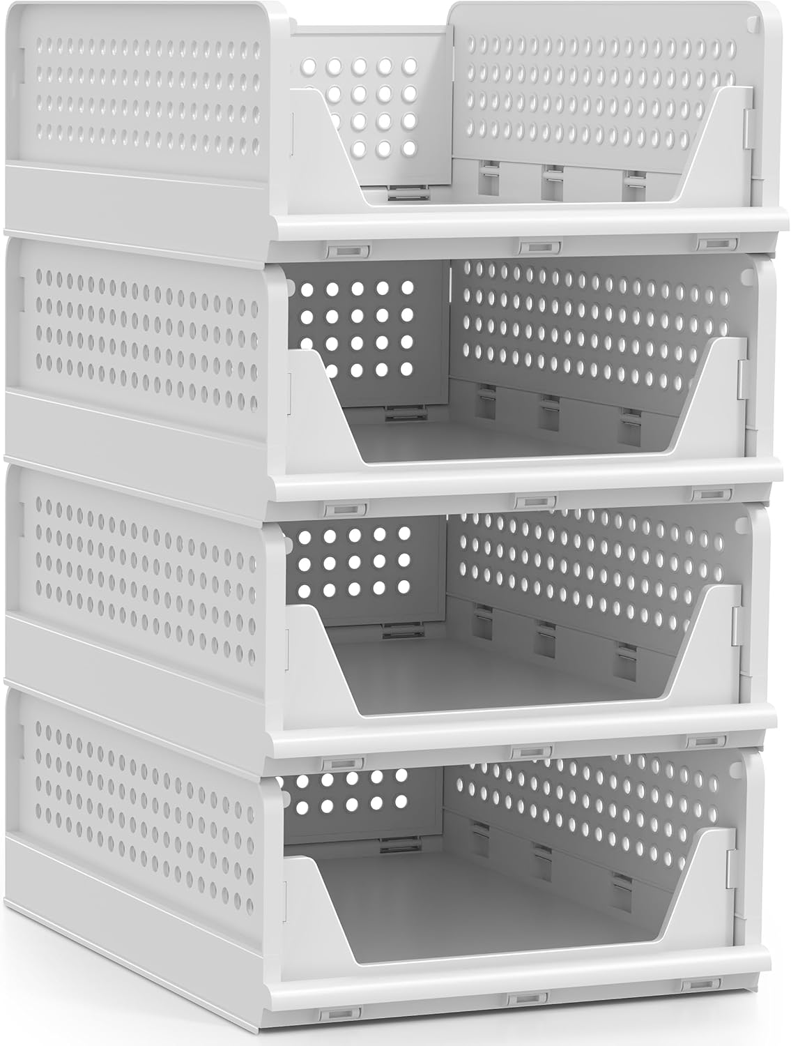 Sorbus Stackable Shelf Organizer Baskets – Plastic Closet Organizer for Clothes, Pantry, Bathroom, Kitchen & Garage – Open Front Storage Bins for Cabinets, Countertops & Under Shelf Organization