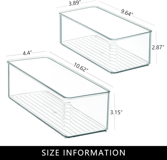 Qilinba 8 PACK Drawer Organizer Bins Bathroom Deep Drawer Silverware Organizers Clear Stackable Storage Bins for Vanity, Pantry, Office, Cabinet, Kitchen Counter Organization and Storage