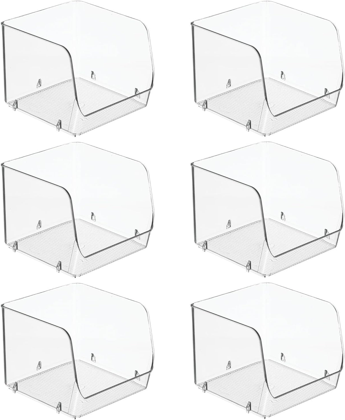 iDesign Stackable Open-Front Storage Bins for Kitchen and Pantry Organization - Set of 3 - Clear