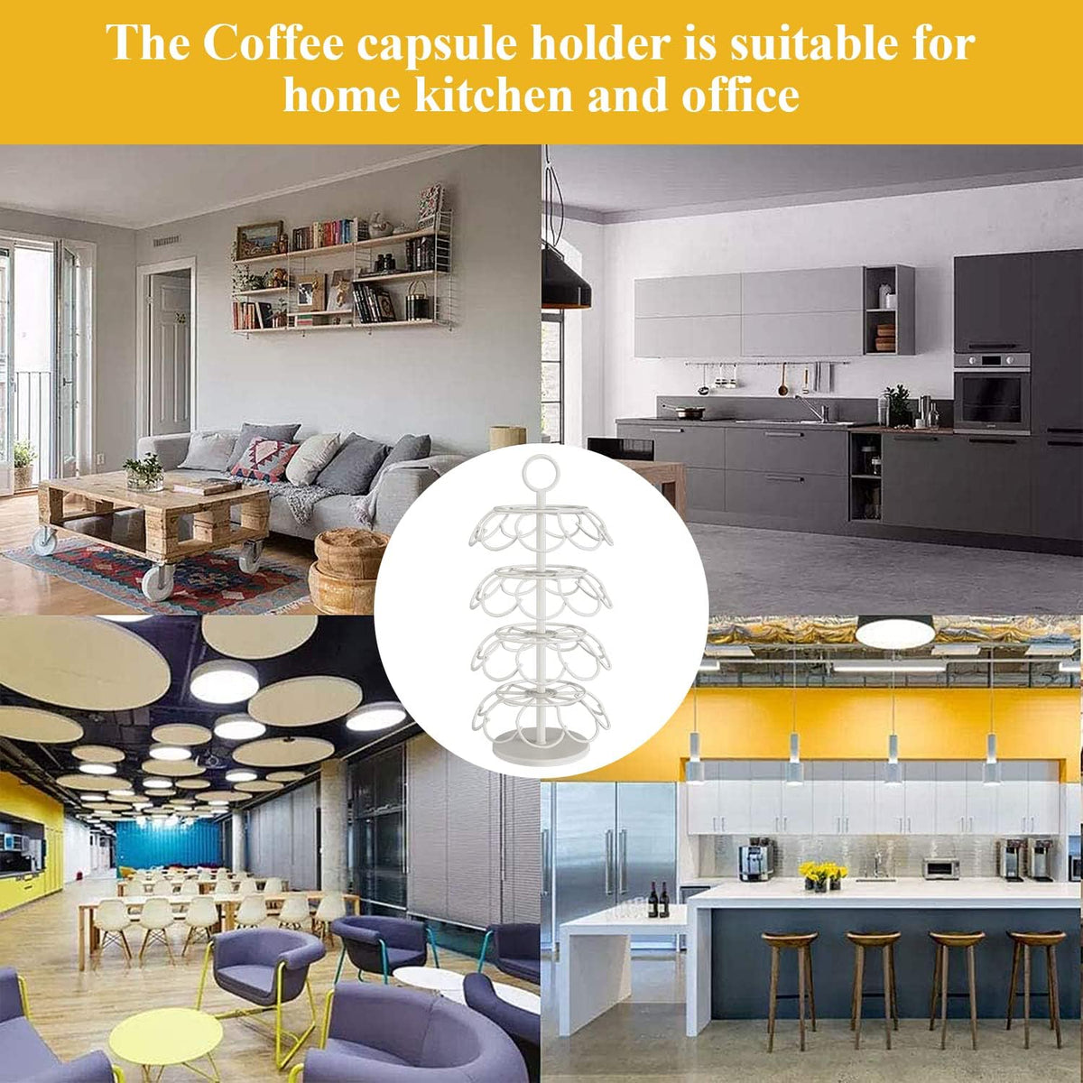Coffee Pod Carousel Holder,Compatible with K-Cups Organizer Compatible with 36 Cup Pods,Spins 360-Degrees