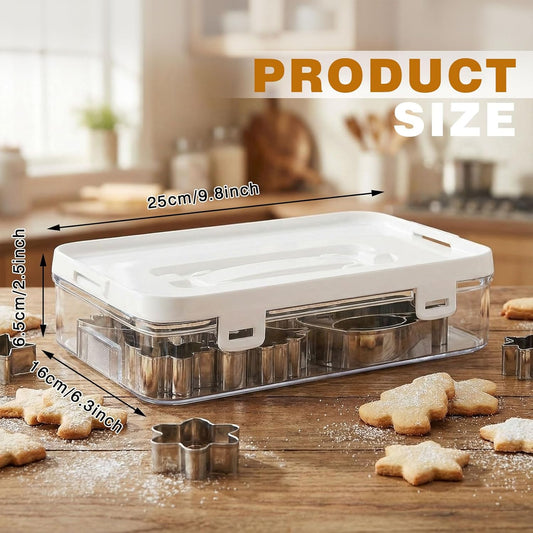 3 Pack Cookie Cutter Storage, Transparent Cookie Cutter Organizer with a Sticker, Baking Storage Containers, Cover to Prevent Dust, Can Be Used Alone or Hidden for Stacking(No Cutters)