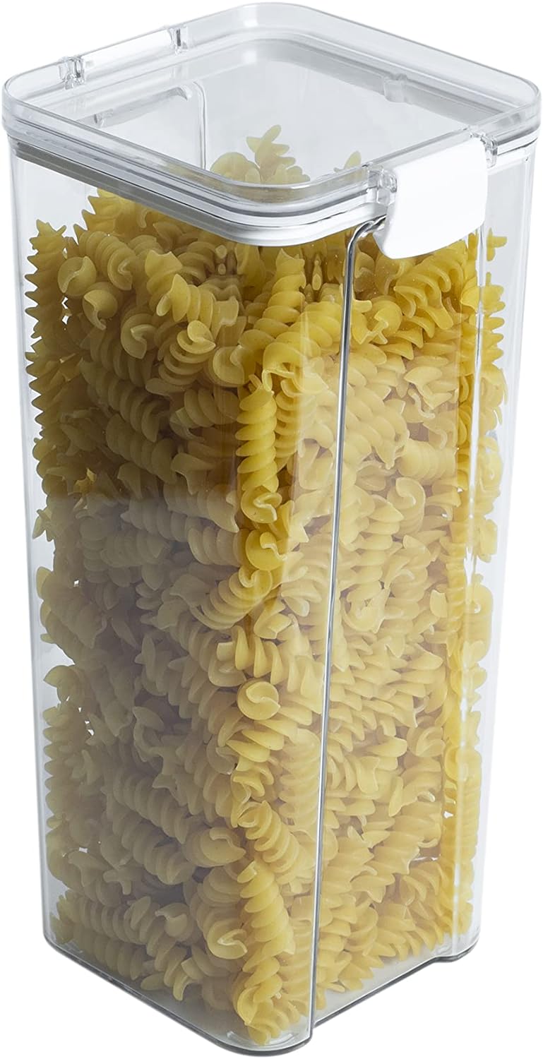 Kitchen Spaces Food Storage Container, 7.5 Cup Capacity, Airtight Lid Seal, Compact and Stackable, Ideal for Pasta, Grains, or Snacks, BPA-Free Plastic, Extra Large