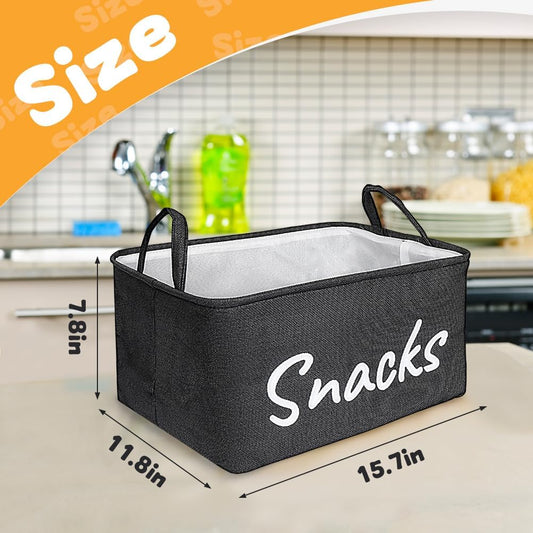 Snack Organizer Basket for Home Office: Snack Bin for Pantry (Pink)