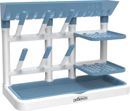 Dr. Brown's Drying Tower, Stand-Up Drying Rack, Countertop Baby Bottle Drying with Organized Storage for Baby Essentials, Space Saving Vertical Rack, Black/White